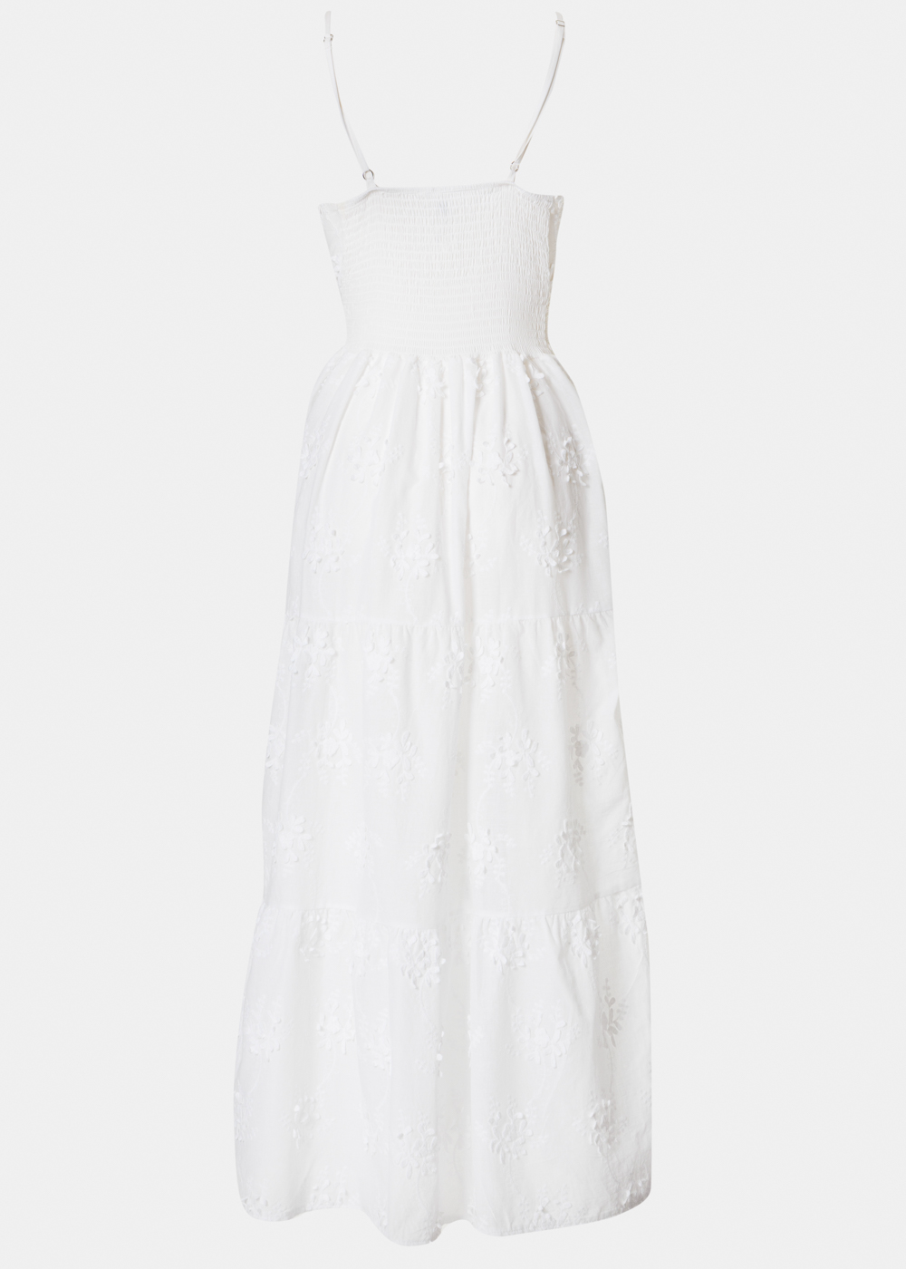 White Maxi Dress w/ Embroidered Flowers